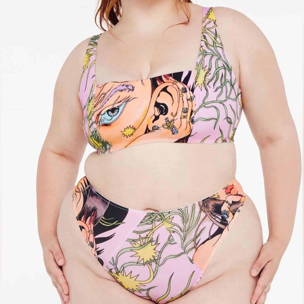 NWT Savage X Alice Bloomfield Bralette and High Leg Thong Set